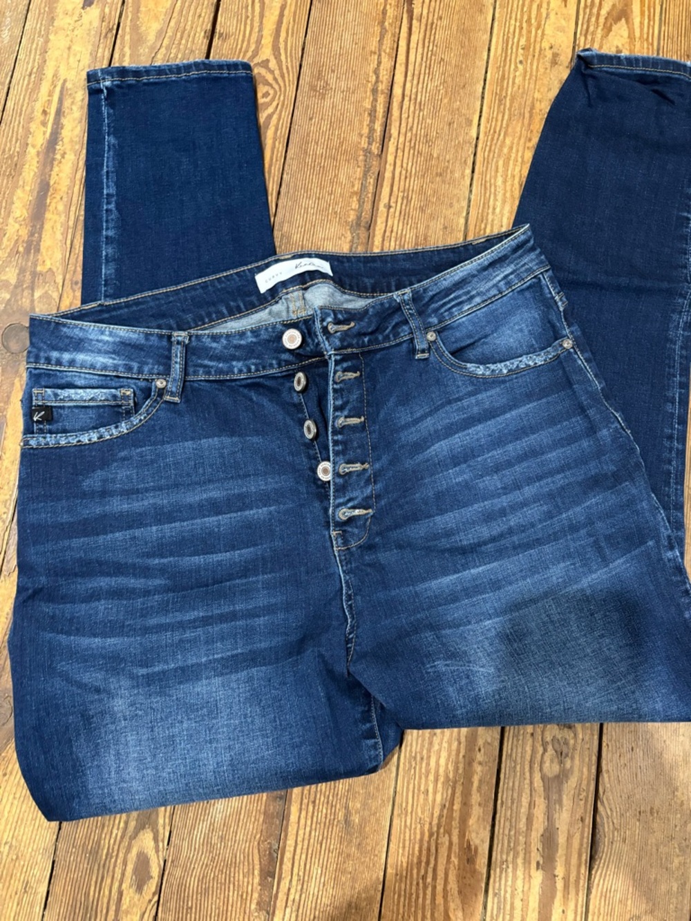 KanCan Dark Blue Skinny Jeans with Button-Fly